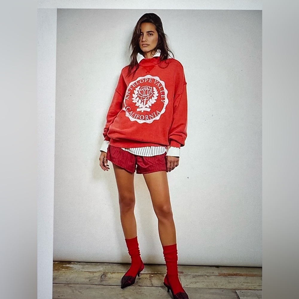 Free People Cherry Red Graphic Sweatshirt